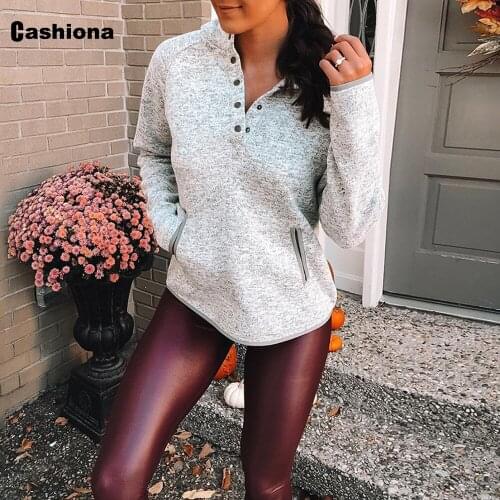 Single-breasted women lapel collar sweatshirts autumn european fashion 2020 ladies pullovers warm pocket tops womens clothing