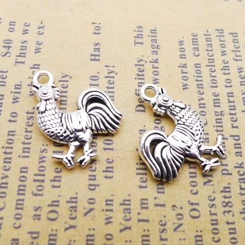 15 Pieces 17*18mm Antique Silver Color Mixed Alloy Cock Charms Pendant Accessory For DIY Jewelry Making