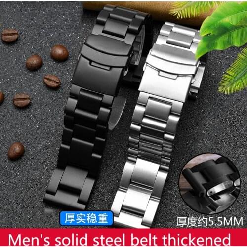 The solid thickened steel strap is suitable for Jinggong No.5 can / Bernice double safety watch chain 22mm24mm26mm