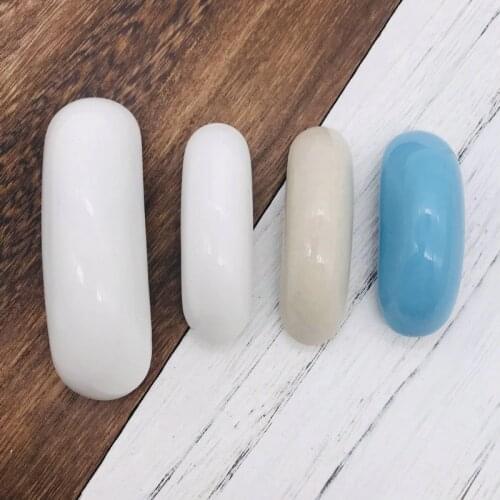 Euro-Style Cabinet Knobs Cupboard Door Pulls Drawer Furniture Hardware Accessories White and Blue Moon Look Ceramic Pull Handles
