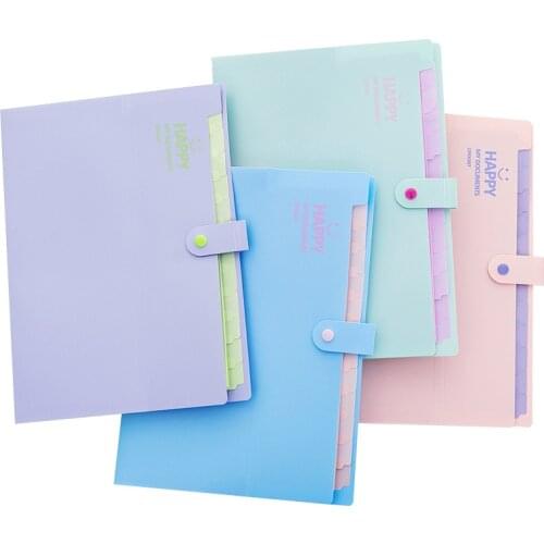 Cute Smiley A4 Folder Multi-layered Organ Bag Storage Information Bag Small Fresh Paper Bag Ticket 12 Grid