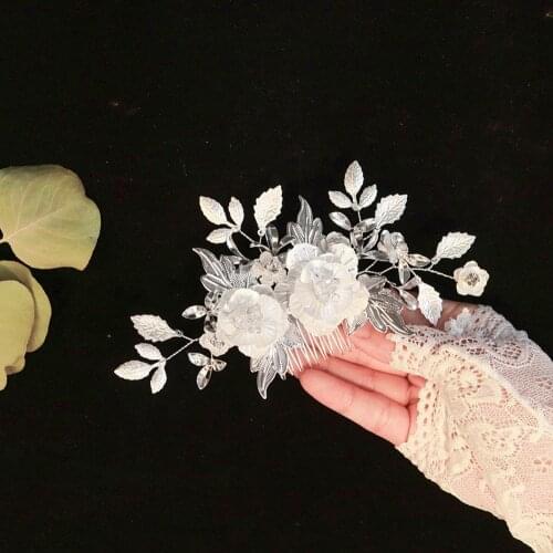 OKILY Beauty Wedding Brides Head Accessoreis Rose Flower Hair Ornaments Ancient Clothing Bridal Hair Comb for Women Gift