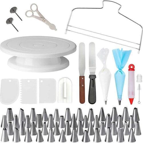 High Quality Pastry Nozzle Set 73Pcs/pack Homemade DIY Cake Cookie Nozzle Cake Turntable Reusable TPU Bag Baking Set
