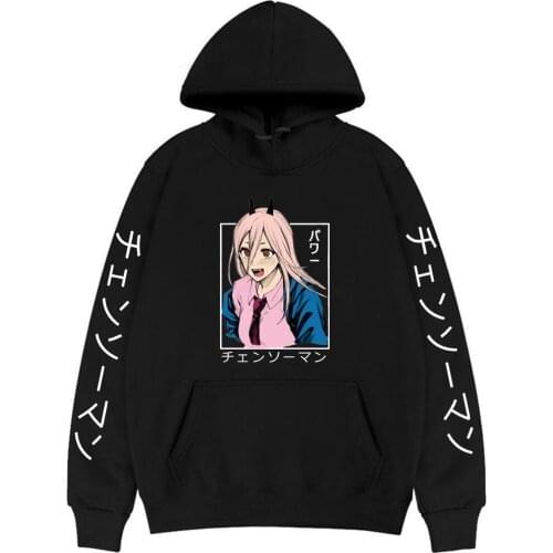 Japan Anime Chainsaw Man Hoodies Kawaii Cartoon Girl Power Sweatshirts Men Women Casual Long Sleeve Winter Hoodie Streetwear