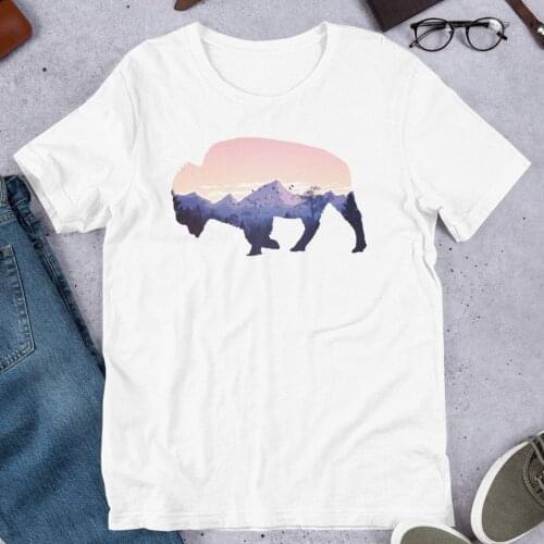 Buffalo Print Tops Women T-shirt Casual Ladies Basic O-collar Short Sleeved Women T-shirt Girl,Drop Ship
