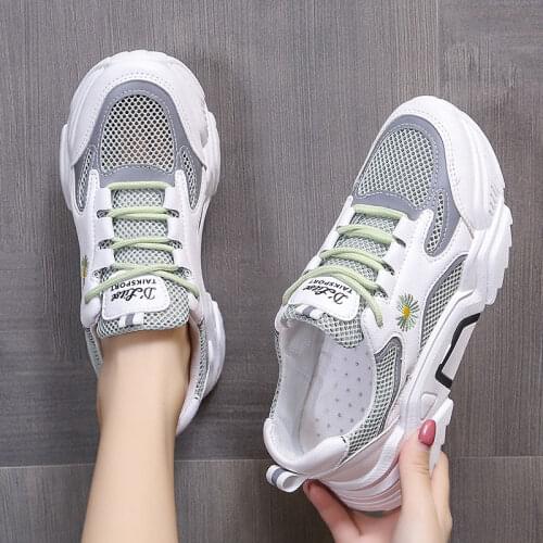 Womens Casual Shoes Fashion Breathable Walking Mesh Lace-up Flat Shoes Sneakers Light Comfortable Running Shoen Fitness Shoes