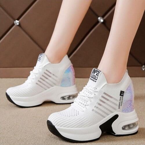 White Sport Shoes For Women Tennis Shoes 2021 Lace-Up Fashion Platform Chunky Sneakers Women White Calzado Deportivo Mujer