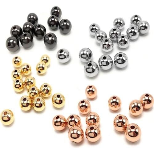 Gold 3/4/5/6/8MM Stainless Steel Spacer Beads Ball Metal Round Loose Beads for Jewelry Bracelet Making DIY Accessories Findings