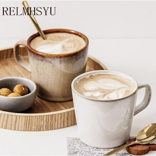 1PC Japanese Style Retro Kiln Ceramic Coffee Cup Restaurant Breakfast Milk Oatmeal Mug Tea Water Cup Restaurant Household