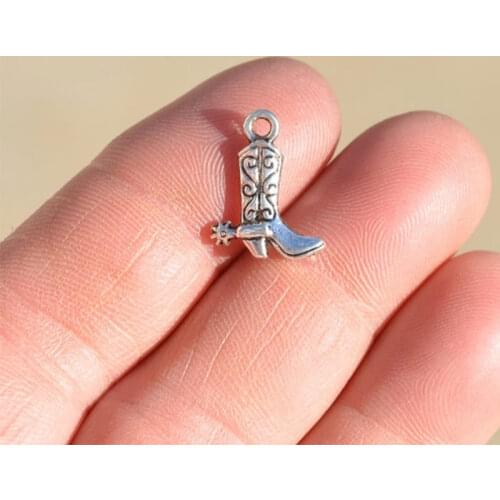 10pcs 17x13MM Boot Charms Lady Shoes Boots Antique Silver Color Metal Alloy Pendant Accessories DIY Handmade Jewelry Crafts