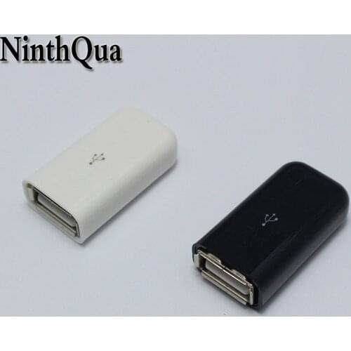 2sets DIY USB Type A Welding Type Female Plug Socket Connector 3 in 1 Connector Adaptor White Black