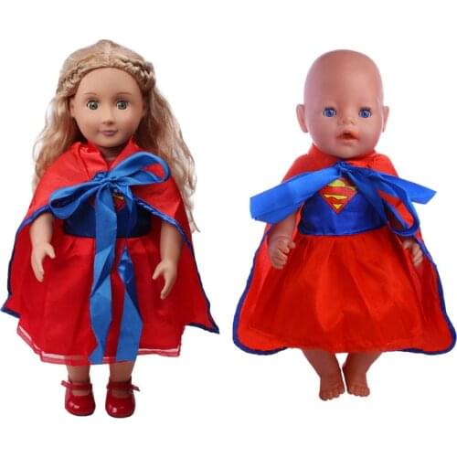 2 Pcs/Set Dress Super Hero Series Fit 43cm Baby New Born,42cm Nenuco,American Girl 18inch Doll Clothes Accessories
