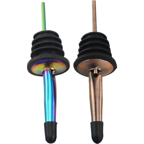 UPORS 2Pcs/Set Wine Pourer Stainless Steel Wine Bottle Stopper with Cap Alcohol Liquor Spouts Bottle Dispenser Wine Accessories