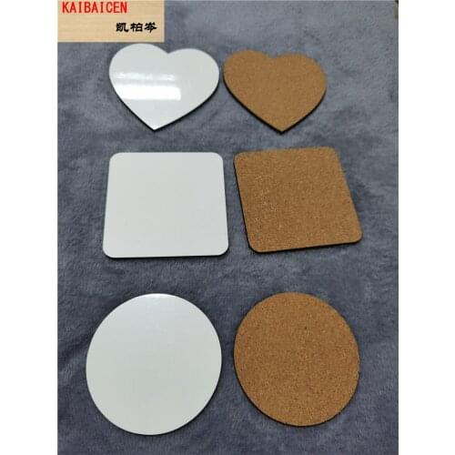 20pcs/lot sublimation blank MDF Wooden coaster kitchen mat cup bar mug soft heart square round pads Heat transfer thickness 4mm
