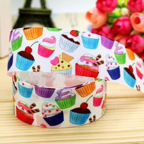 1.5'' Free shipping cupcake printed grosgrain ribbon hairbow headwear party decoration diy wholesale OEM 38mm P5528