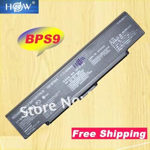 HSW New For PCG-7134M VGN-NR285E BPS9 BPS9/B VGP-BPS9 BPS9A/B VGP-BPL9 VGP-BPS9/B VGP-BPS10 BATTERY BLACK