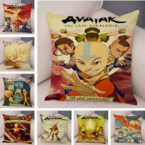 Fight Anime Cartoon Pillow Case for Sofa Home Decor Avatar The Last Airbender Aang Pillowcase Soft Plush Cushion Cover 45x45cm
