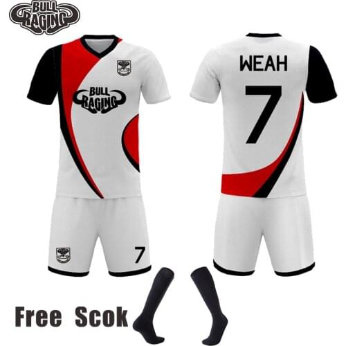 White color design custom your personal football club unifrom player soccer jerseys
