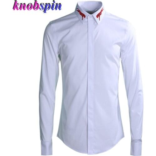 Brand Business male Dress Shirt Fashion Slim Casual mens shirts turn-down collar long sleeve Solid Camisas Plus size M-4XL