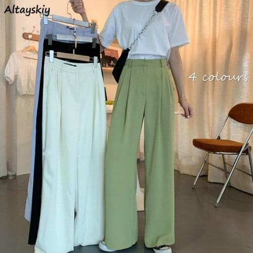 Pants Women Loose New High Waist Solid All-match Wide Leg Hot Sale Prevalent Fashion Trousers Feminino Casual Ulzzang Streetwear