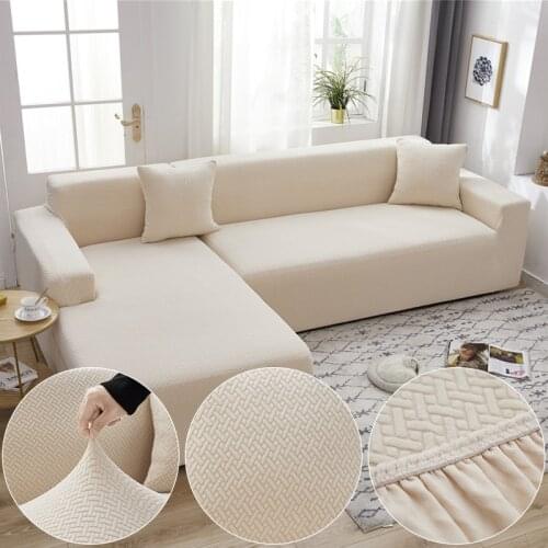 Solid Geometric Jacquard All Cover Sofa Cover For Living Room Elastic Corner Couch Slipcover Sofa Protector 1/2/3/4 Seat 45011
