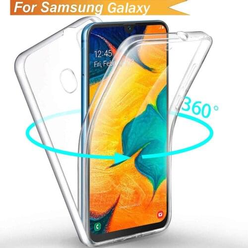 Clear Double Silicone Case For Samsung Galaxy A20E A20 Core A70 A50 A30 A40 A60 Full Cover Shell For S10 5G Note10 Plus Pro TPU