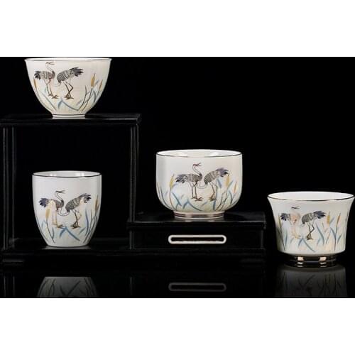 National Trends Hand-Painted Sheep Fat Jade Porcelain Teacup Master Cup Ceramic Single Cup Teacup Household