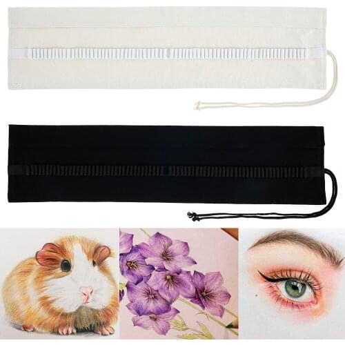 72 Holes Canvas Pencil Wrap Roll Up DIY Graffiti Pencil Pen Bag Holder Large Capacity Writing Storage Pouch Students Pencil Case