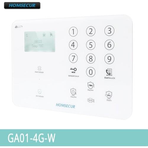 HOMSECUR Wireless&wired 4G/GSM LCD Intruder Alarm Touch Panel + Multi-Languages Menu