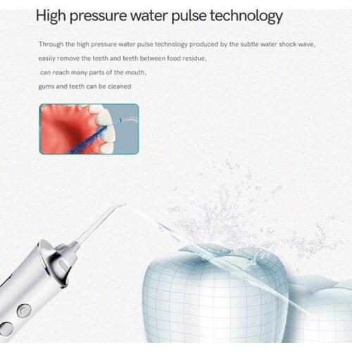 Water Flosser Cordless Teeth Cleaner Dental Oral Irrigator with 5 Jet Tips X7JA