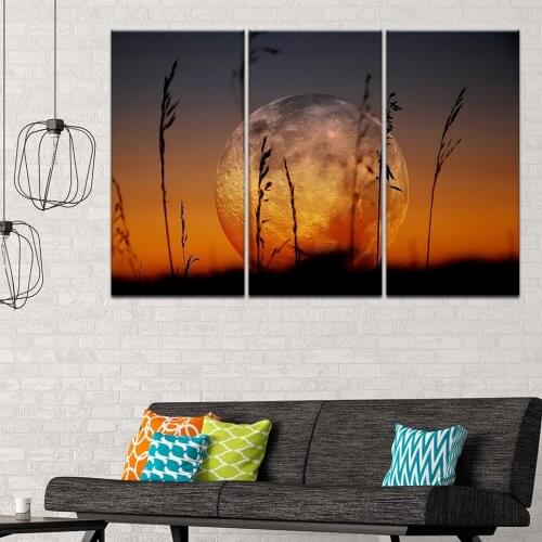 Canvas Painting Blight and moon sunset 3 Pieces Wall Art Painting Modular Wallpapers Poster Print for living room Home Decor