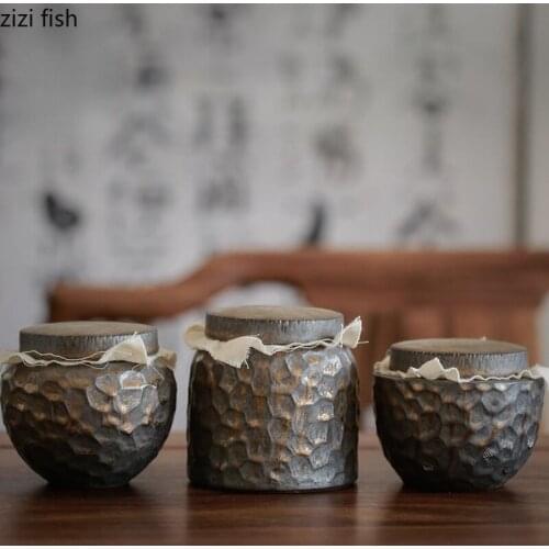 Tea Caddy Retro Storage Tank Ceramic Airtight Jar Tea Box Candy Jar Desktop Organizer Food Container Decorative Jars Tea Can
