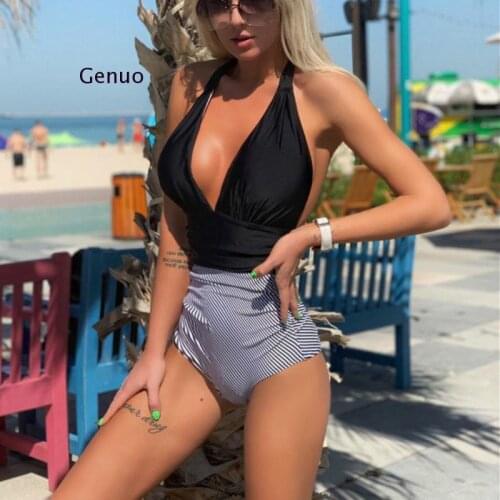Leopard Print Patchwork One Piece Swimsuit Women Push Up Monokini Bathing Suits Summer High Waist Beach Swimwear Bikini Bodysuit