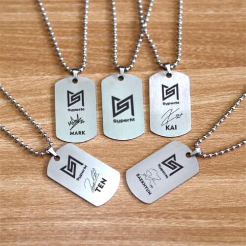 Kpop SuperM KAI LUCAS TEN Titanium Steel Unisex Necklace Women Men Jewelry Never Fade Collares