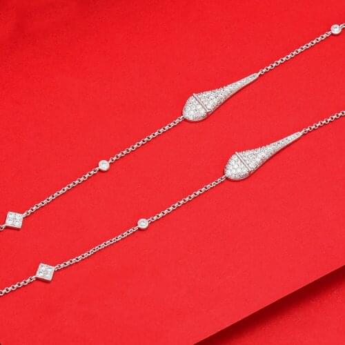 Trendy New Sweet New Design Long Necklace Chain Jewelry for Women Girl Noble Bridal Wedding Full Shiny CZ 2021 Romantic Gift