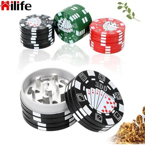 Poker Chip Style Herb Cutter Smoking Pipe Accessories Cigarette Accessories Gadget Tobacco Grinder 3-layer Spice Weed Cutter