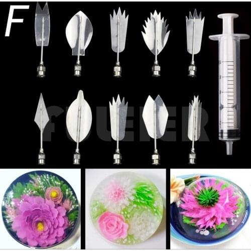 Dropping 10 Type 3D Gelatin Art Tools, beginners flower cake making tools. Nozzles Pastry Syringe Cooking kitchen paster tools