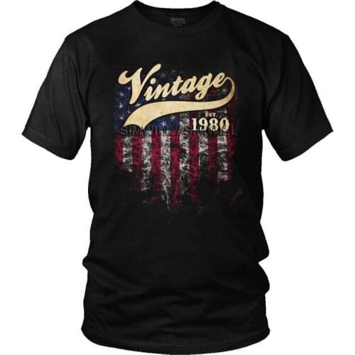 Born In 1980 Vintage American T-shirt Men Streetwear T Shirt Short Sleeve 41st Birthday 41Years Old Tshirt 100% Cotton Tees Top