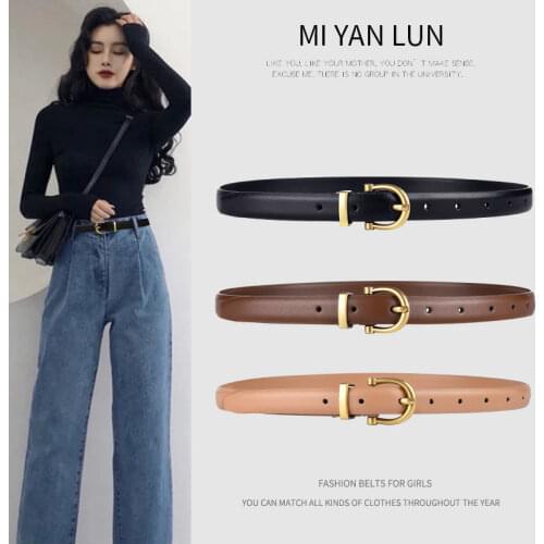 Luxury Designer Women Belt Genuine Leather Female Fashion Metal Belt Buckle Waistband 3 Colors High Quality Trend Belt Lady New