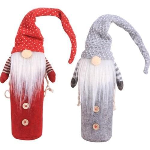 Christmas Wine Bottle Cover Merry Christmas Decor for Home Christmas Ornaments Xmas Gift Happy New Year