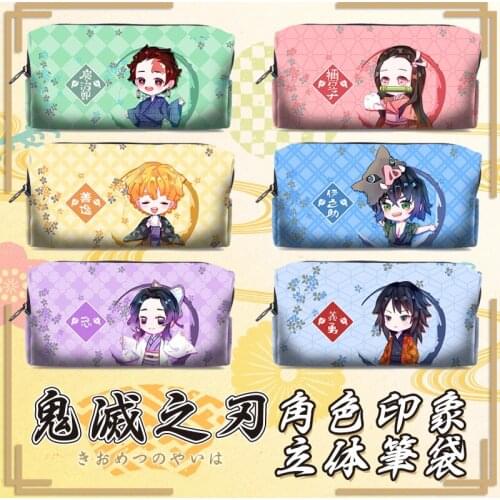Anime Demon Slayer: Kimetsu no Yaiba Pencil Bag Zipper Canvas Students Pencil Bag Wallet Storage Bag Stationery School Supplies