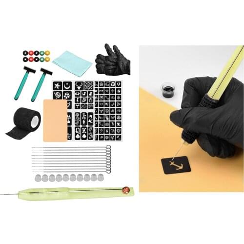 High Quality Hand Poke and Stick Tattoo Kit DIY Tattoo Supply Ink Tattoo Needles Set Tattoo Handmade Cartridge Needles Accessory