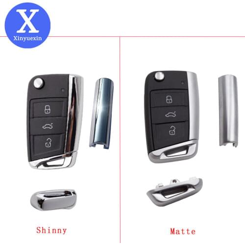 Xinyuexin Folding Car Key Shell for Vw Gollf 7 MK7 for Skoda Octavia A7 for Seat Remote Keyless Auto Metal Part for Golf Mk7