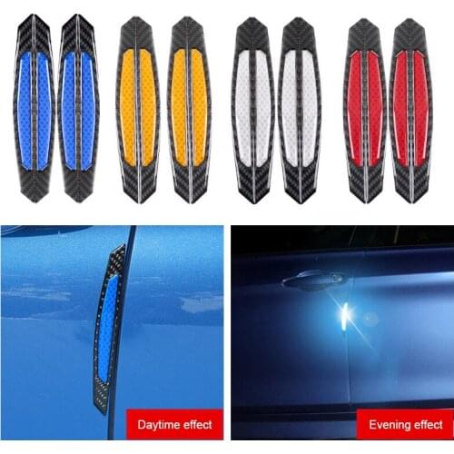 Carbon Fiber Car Door Edge Guard Strip Reflective Warning Anti Collision Wheel Brow Protector Trim for LADA KIA Hyundai Renault