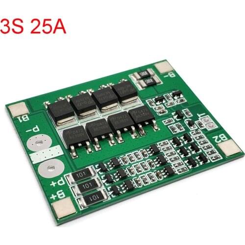 3S 25A Li-ion 18650 BMS PCM battery protection board bms pcm with balance for li-ion lipo battery cell pack