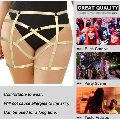Busty Women Harness Garter Belt Waistband Plus Size Lingerie Suspender Belt Strap Elastic Hollow Bondage Gothic Rave Accessories