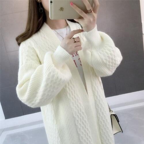 New Arrival Womens Cardigans Sweaters Spring Autumn Korean Loose Mid-length Sarm Knitting Sweater Casual Cardigans Women Coats