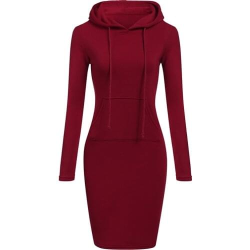 Winter Women Hoodies Dresses with Pockets Casual Pullover Sweatshirt Women Long Sleeve Plus Size Casual O-Neck Hoody Clothes