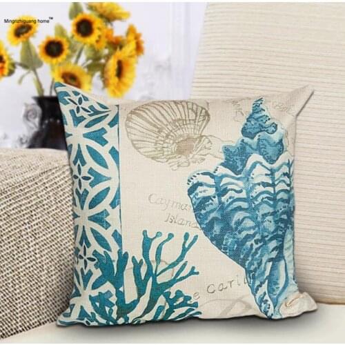 1PC Sea Blue Animal Design Printed Cushion Cover For Sofa Whale Pattern Simple Design Decorative Throw Pillow Case OU 008