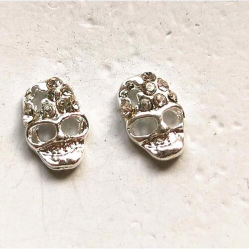 10pcs/pack Japan Alloy Nail Art charms decals halloween ghost head with rhinestone Metal Accessorie bride Nail Sticker DIY